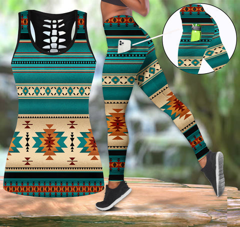 Powwow StoreGBNAT0055904 Native Tribes Pattern Native Tank Top And Legging Pocket Set