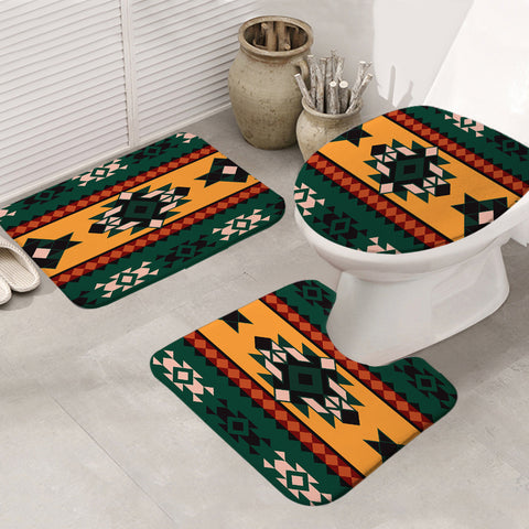 Powwow Store gb nat00408 aztec geometric pattern bathroom mat 3 pieces