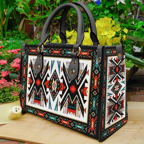 Powwow StoreGBNAT00049 Tribal Colorful Pattern   Leather Bag