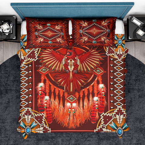 Powwow StoreBDS00026 Red Mandala Thunderbird Native  Native Bedding Set