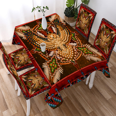Powwow StoreTB0004 Pattern Red Mandala American Tablecloth