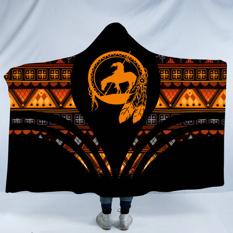 Powwow StoreHDB00106 Pattern Native American Design Hooded Blanket