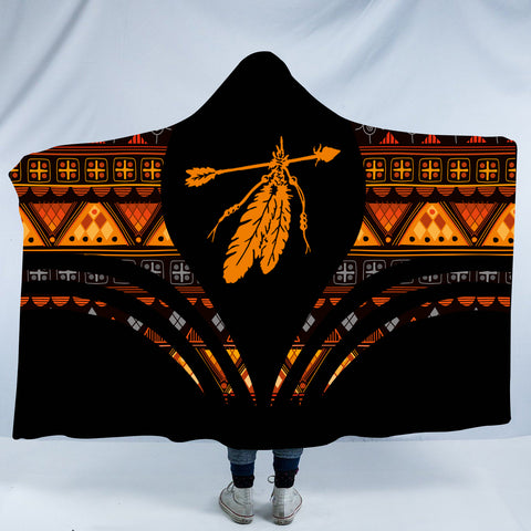 Powwow StoreHDB00104 Pattern Native American Design Hooded Blanket