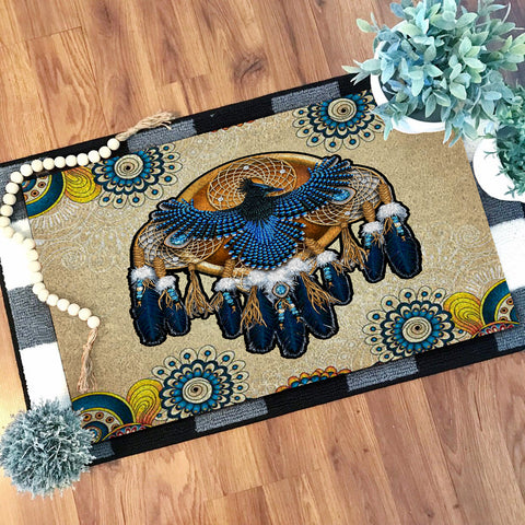 Powwow Store gb nat00131 blue thunderbird native doormat