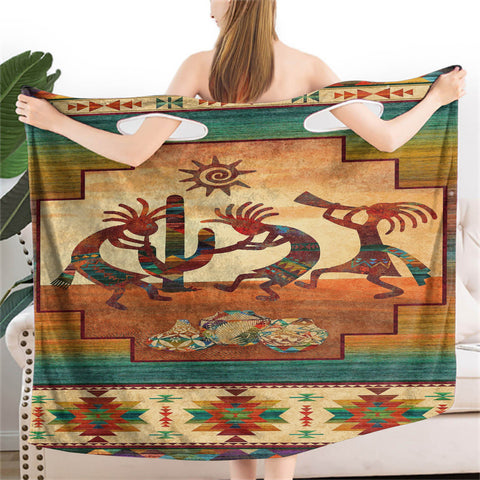Powwow StoreGBNAT00054 Kokopelli Myth Native  Women Wearable  BathRobe