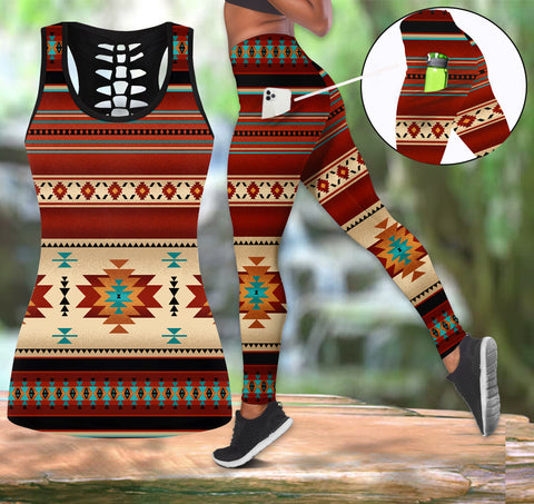Powwow StoreGBNAT0055902 Native Tribes Pattern Native Tank Top And Legging Pocket Set