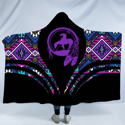 Powwow StoreHDB00103 Pattern Native American Design Hooded Blanket