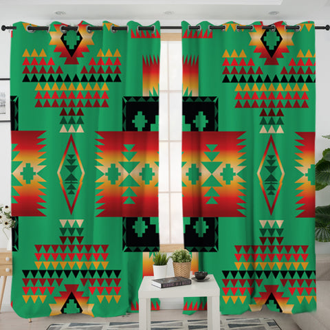 Powwow Store gb nat00046 05 green pattern native living room curtain