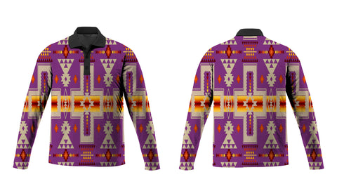 Powwow Store gb nat00062 07 light purple tribe design native american polo long sleeve