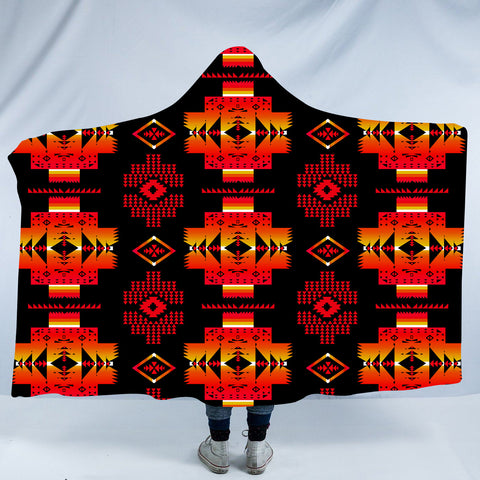 Powwow StoreGBNAT0072003 Pattern Native American Design Hooded Blanket