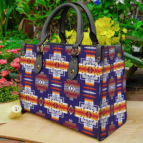 Powwow StoreGBNAT0004 Purple Pattern  Leather Bag