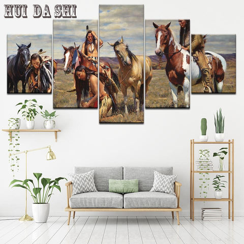 American Native Tribes Indian Painting Canvas  QT1778 - Powwow Store