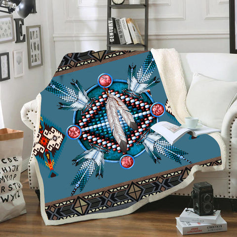 Powwow StoreBLK0011 Pattern Blue Mandala Native Blanket