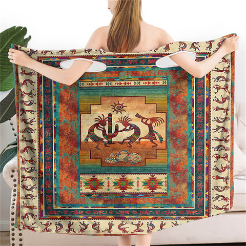 Powwow StoreGBNAT0005402 Kokopelli Myth Women Wearable BathRobe