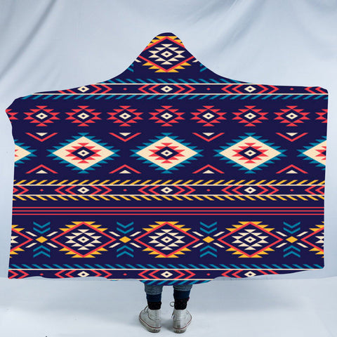 Powwow StoreHDB032 Pattern Native American Design Hooded Blanket
