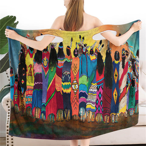 Powwow StoreGBNAT00060 Standing TogetherWomen Wearable BathRobe