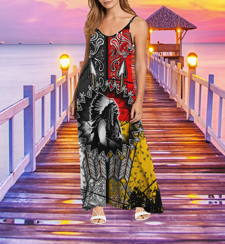 Powwow StoreGBNAT00015 Chief Arrow Native American Maxi Dress