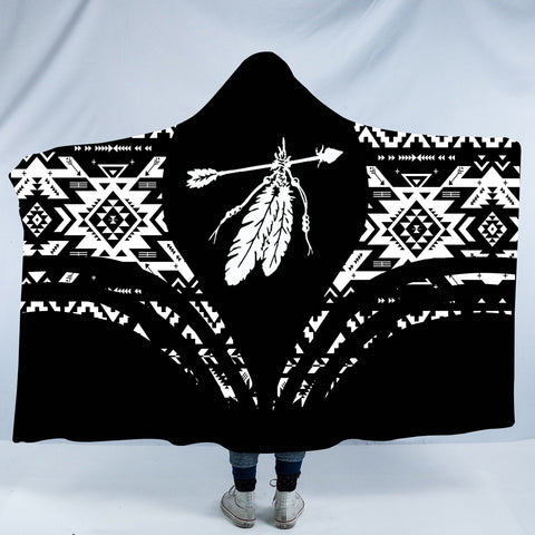Powwow StoreHDB0097 Pattern Native American Design Hooded Blanket