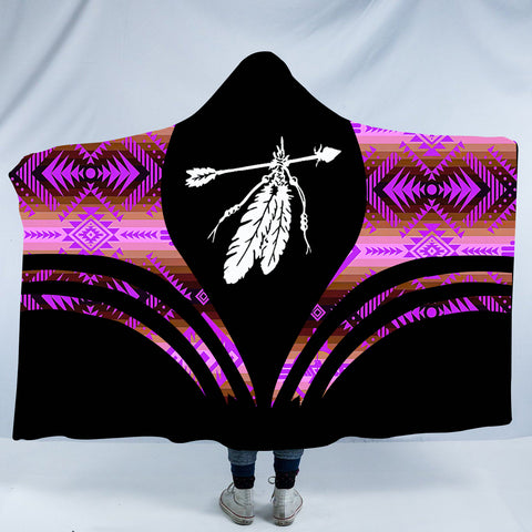 Powwow StoreHDB0096 Pattern Native American Design Hooded Blanket