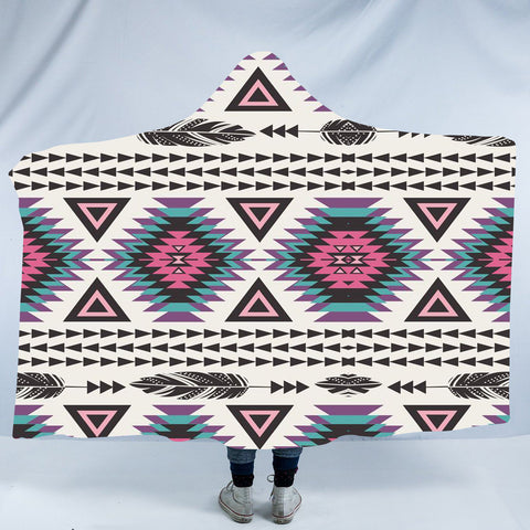Powwow StoreHDB028 Pattern Native American Design Hooded Blanket