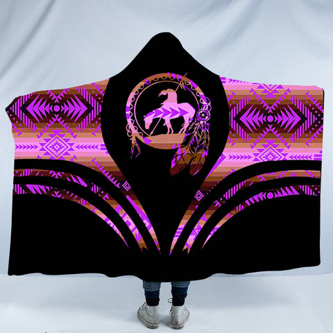 Powwow StoreHDB0095 Pattern Native American Design Hooded Blanket