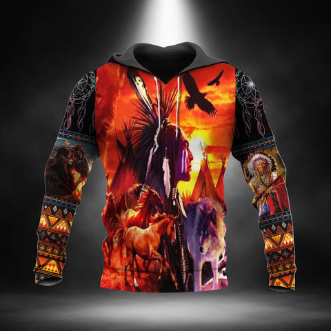 Powwow StoreHD000232 Native American Pride 3D Hoodie