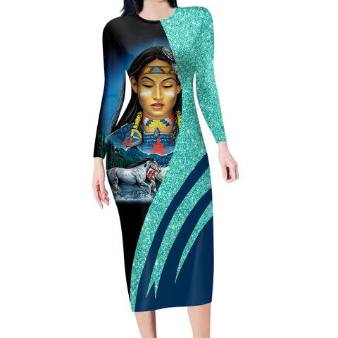 Powwow Store gb nat00453 native girl running horses body dress