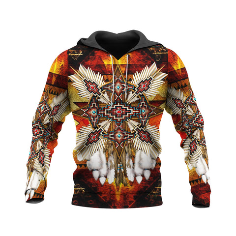 Powwow Store gb nat00266 red mandala feathers 3d hoodie