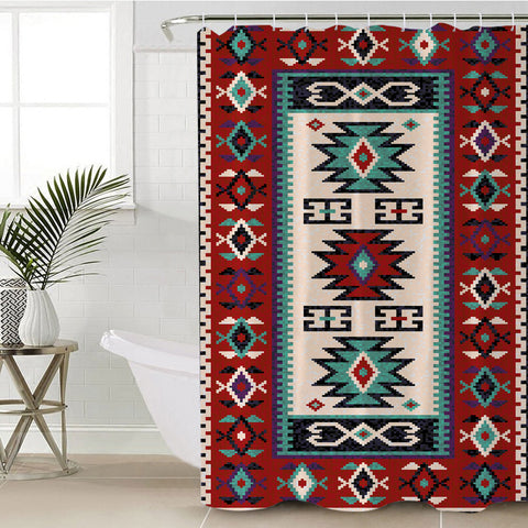 Powwow Store gb nat00370 geometric red pattern shower curtain