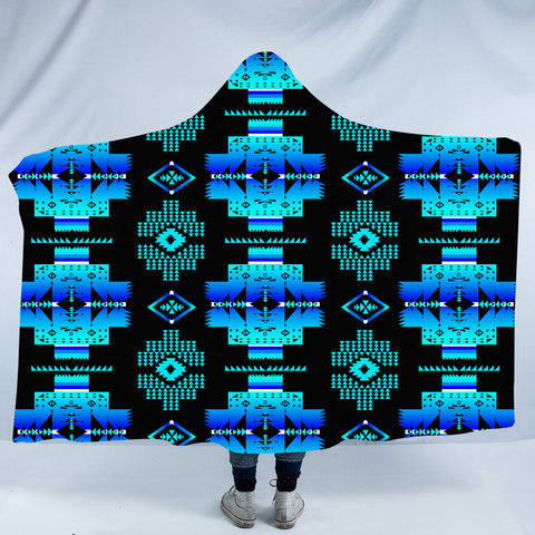 Powwow StoreGBNAT0072004 Pattern Native American Design Hooded Blanket