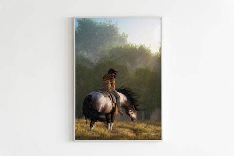 Powwow Store gb nat00432 indian chief riding horse canvas