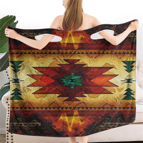 Powwow StoreGBNAT00068 United Tribes Brown Women Wearable  BathRobe