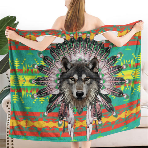 Powwow StoreBR0008  Pattern Color  Wearable Bathrobe Bath Wrap Towel