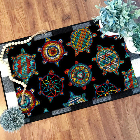 Powwow Store gb nat00042 01 mini turtle black native doormat