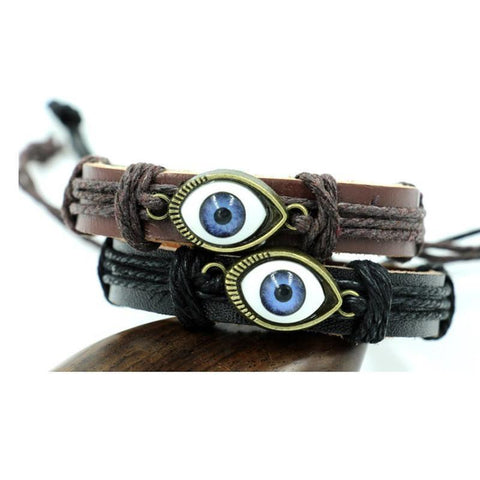 Leather Cuff  Eyes Native American Bracelet - ProudThunderbird