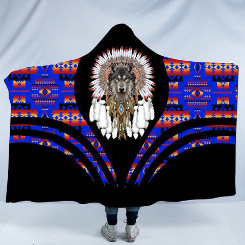 Powwow StoreHDB00134 Pattern Native American Design Hooded Blanket