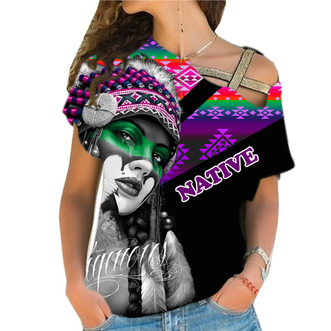Powwow StoreCRS0001248 Native American Cross Shoulder Shirt