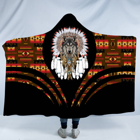 Powwow StoreHDB00129 Pattern Native American Design Hooded Blanket