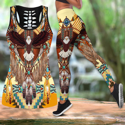Powwow Store yellow dream catcher eagle native tank top and legging set