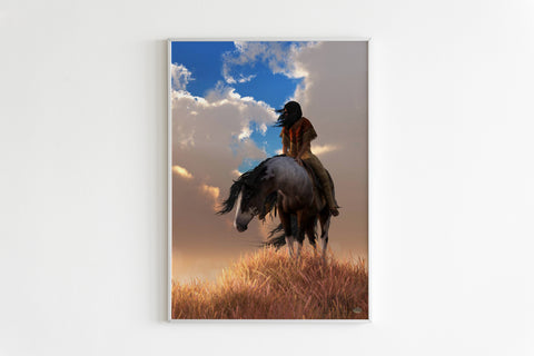 Powwow Store gb nat00432 02 indian chief riding horse canvas