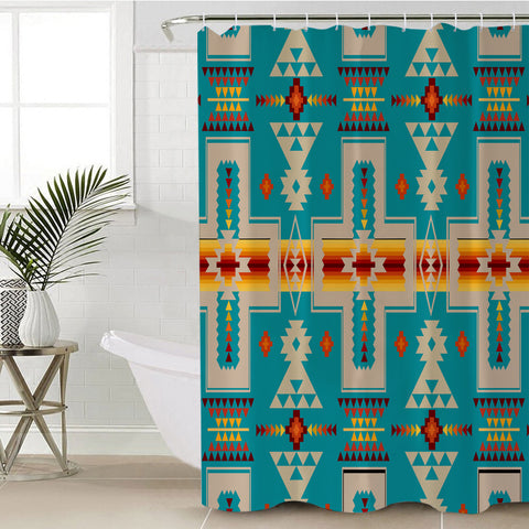 Powwow Store gb nat00062 05 turquoise tribe design native american shower curtain