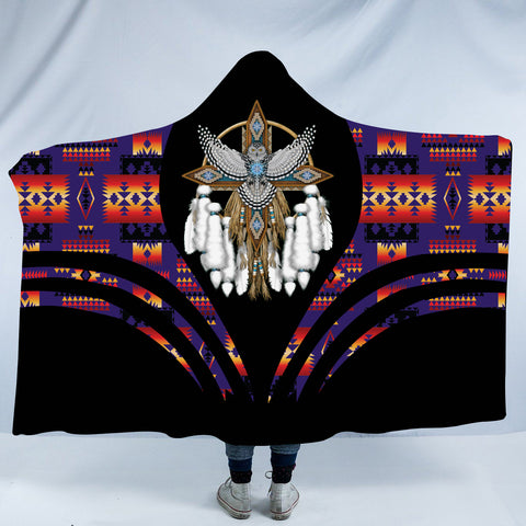 Powwow StoreHDB00127 Pattern Native American Design Hooded Blanket