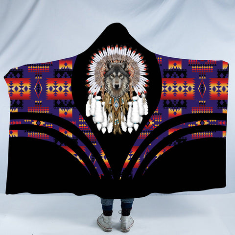 Powwow StoreHDB00126 Pattern Native American Design Hooded Blanket