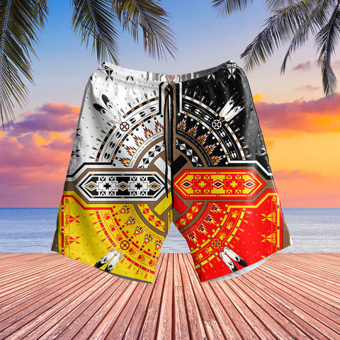 Powwow StoreGBNAT00196 Medicine Wheels Native American Hawaiian Shorts