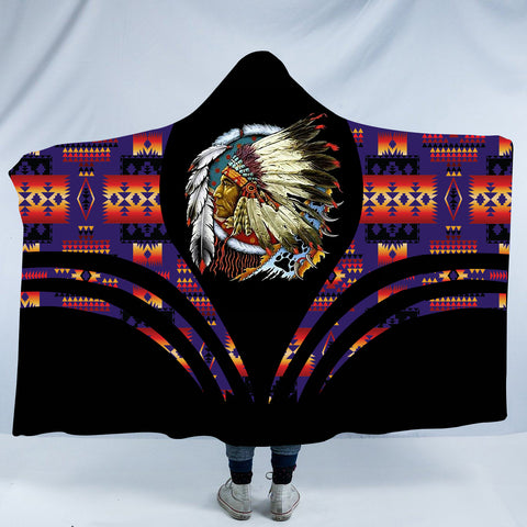 Powwow StoreHDB00125 Pattern Native American Design Hooded Blanket