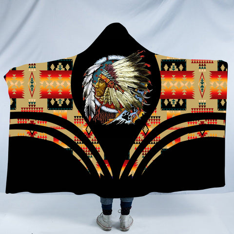 Powwow StoreHDB00124 Pattern Native American Design Hooded Blanket