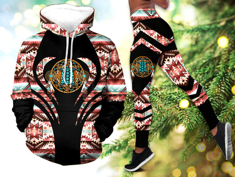 Powwow StoreHLS0057 Pattern Native 3D Hoodie Legging Set