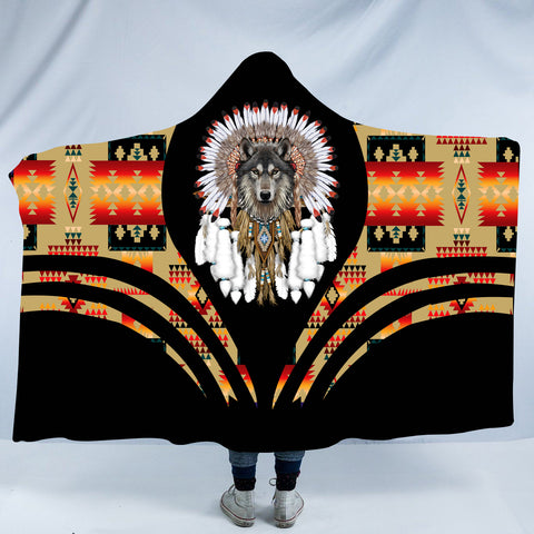 Powwow StoreHDB00123 Pattern Native American Design Hooded Blanket