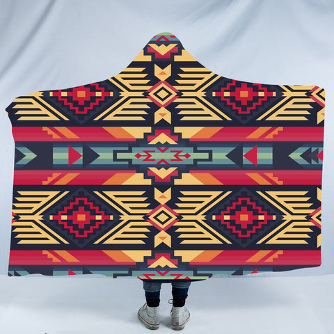 Powwow StoreHDB049 Pattern Native American Design Hooded Blanket