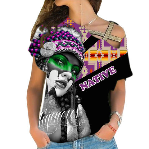 Powwow StoreCRS0001240 Native American Cross Shoulder Shirt